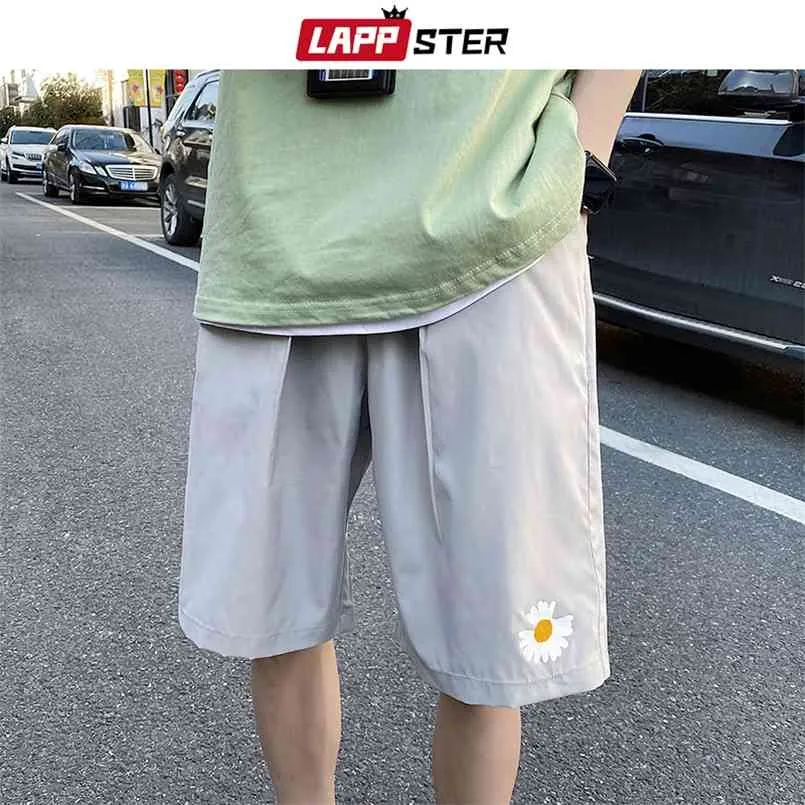 Lappster koreanska mode sommar shorts för män kvinnor krysantemum färgglada streetwear tunna sweatshorts manliga kawaii 210716