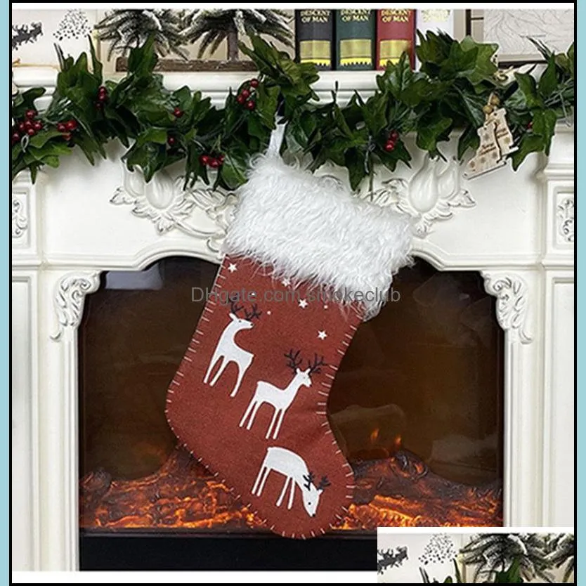 Christmas Decorative Socking Christmas Socks Elk Snowflake Gift Bag for Children Xmas Bags Christmas Decorations Sea Shipping IIA458