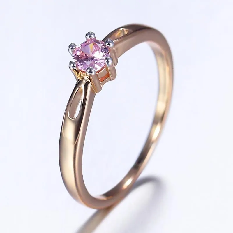 2mm elegante 585 rosa ouro rosa pedra anel para mulheres meninas festa casamento engajamento moda jóias presentes 72 anéis