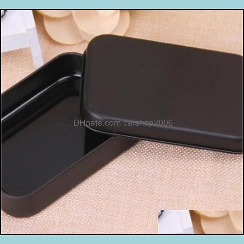 Rectangle Tin Box Black Metal Container Tin Boxes Candy Jewelry Playing Card Storage Boxes Gift Packaging HWF9568