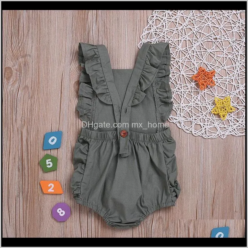 baby girls candy color rompers flying sleeve bow tie cotton solid jumpsuit single buckle kids onesies girls outfits 0-24m 04