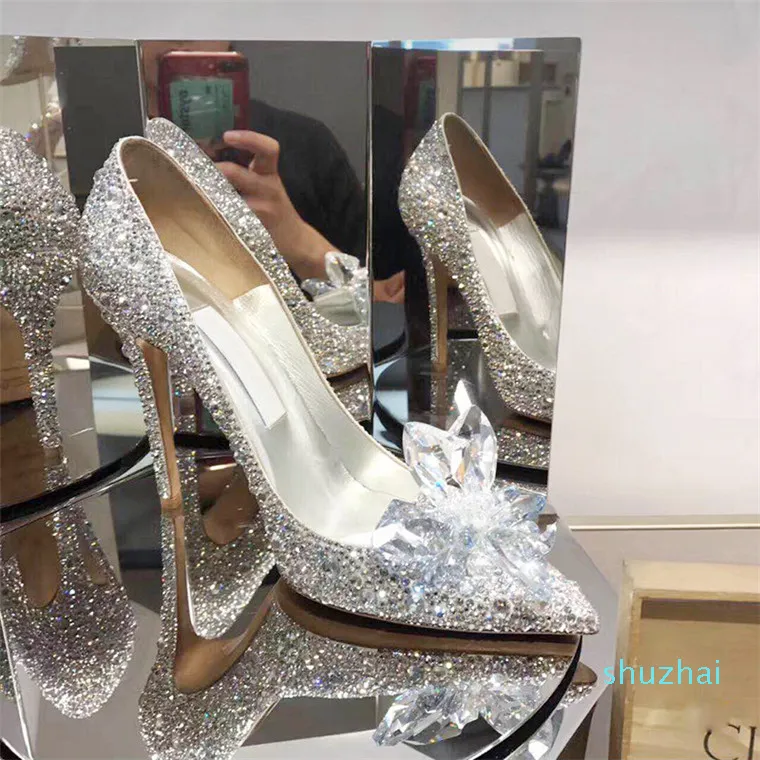 Elegant Silver Bridal High Heels Autumn 2021 Rhinestone