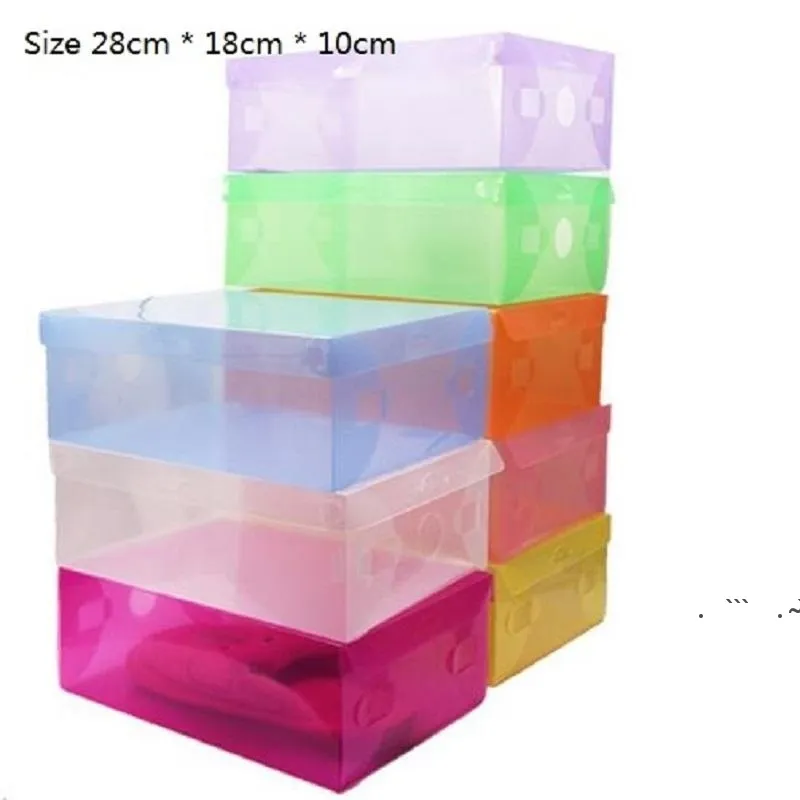 Nueva caja de zapatos de plástico Almacenamiento Cajón de color Caja de zapatos Organizador de maquillaje Caixa Organizadora Boite De Rangement Flip Acabado Ropa EWD6534