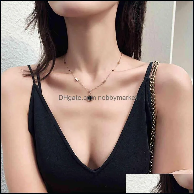 Titanium steel Clover Necklace women`s fashion net red indelible Roman letter clavicle chain ins cool wind minority design