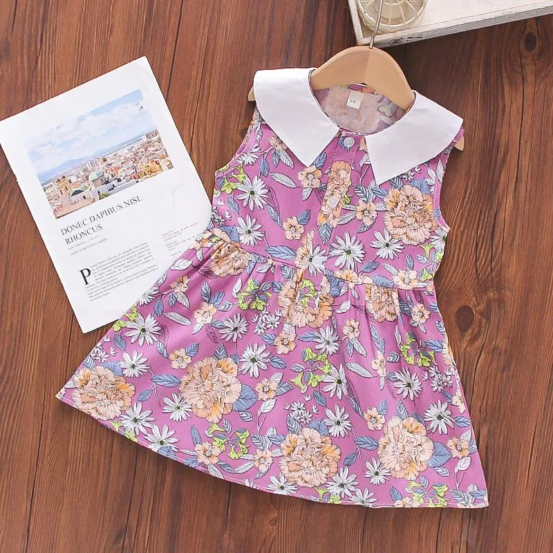 Meisje jurken peuter zomer kleding aankomst kleine meisjes kleding mode katoenen vlinderjurk elegante pastorale stijl bloemen