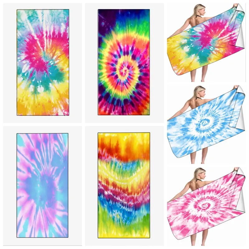 Towels for Bath Rainbow Swimming Camping Sports Colorful Tie Dye Pattern Printing Adult Soft Towel 14 Colors