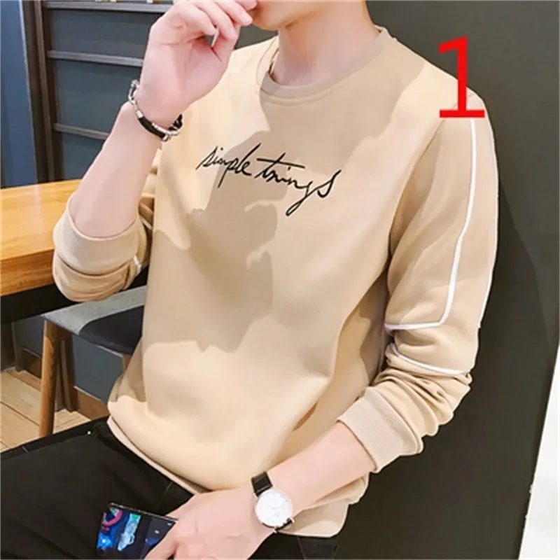 Men's long-sleeved t-shirt cotton autumn Korean version of the trend shirt 210420