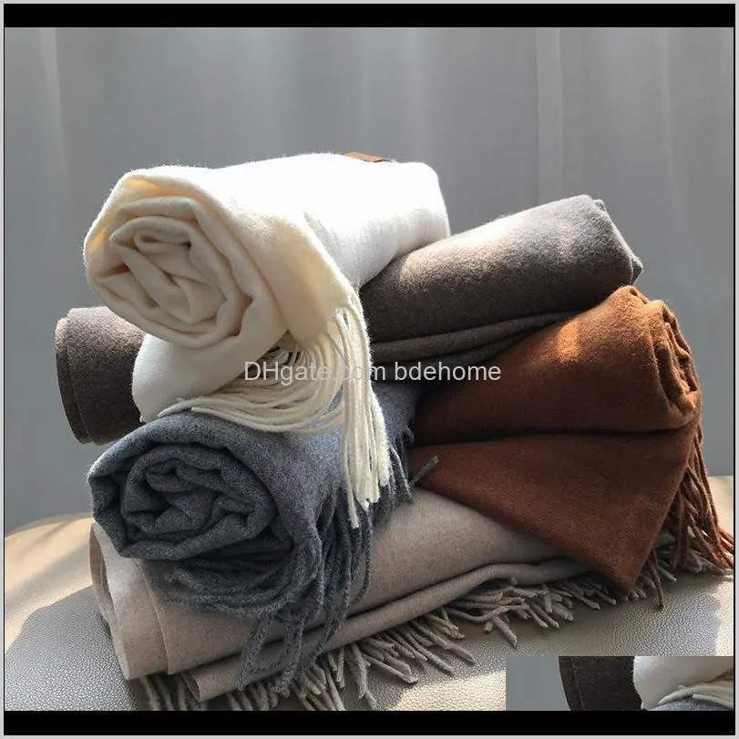 mooirue solid color tassel imitation cashmere thick warm scarf female autumn and winter korean students large shawl cj191225