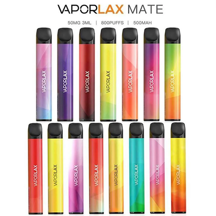 Authentic VAPORLAX MATE Disposable Device Pre-filled 3ml Cartridge Pod 500mAh Battery 800 Puff Vape Empty Pen VS Bar PLUS Flow Genuinea11