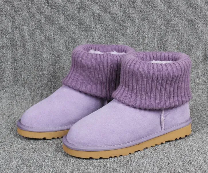 Moda klasyczna Aus U5854 krótkie Mini damskie śniegowce Cashmere knitting krowa kożuch utrzymuj ciepłe buty prezenty na urodziny, boże narodzenie U5854G