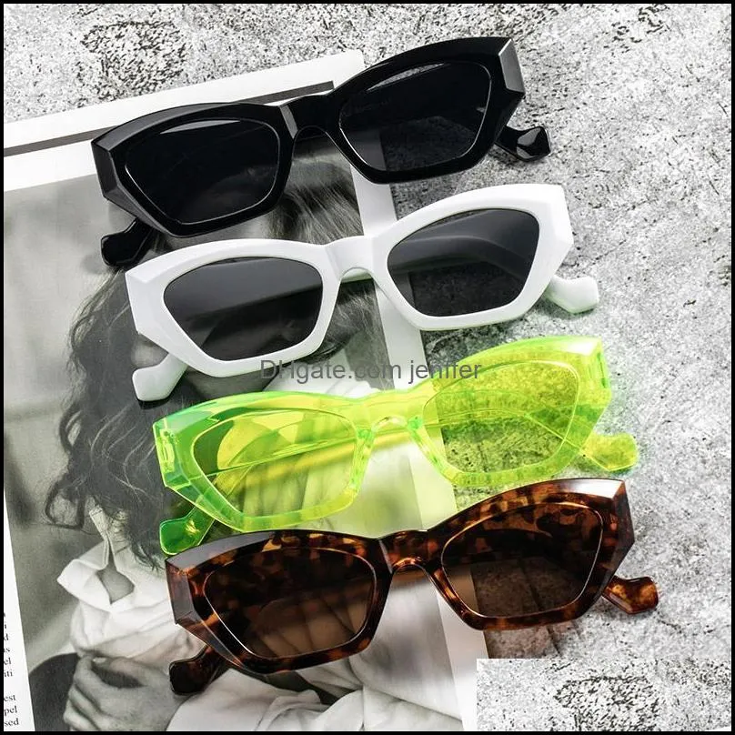 Óculos de sol Moda Aessórios Cat Eye Irregar mulheres 2021 Vintage Clear Candy Cor Eyewear Homens Trending Polígono Sol Óculos Tonalidades UV400 Drop