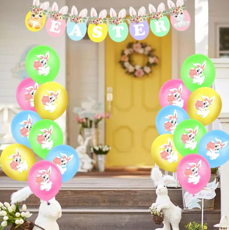 decorazione per feste Palloncino in lattice di coniglio da 12 pollici Palloncini con coniglietto animale carino per bambini Festa di compleanno a casa Decorazione di buona Pasqua
