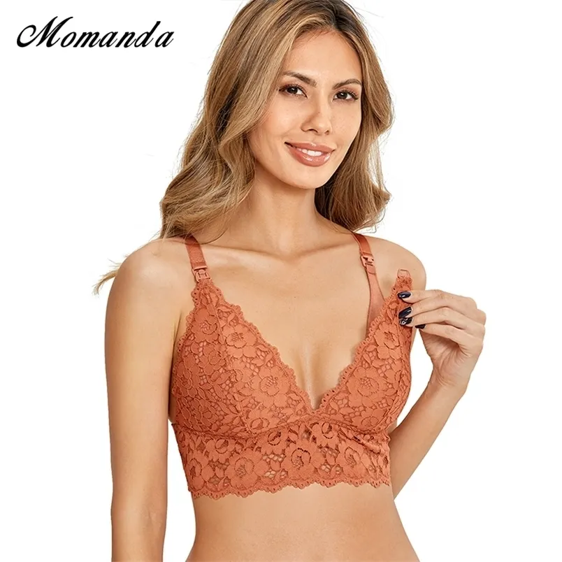 MOMANDA Bralette de maternidad sin aros para mujer Sujetador de encaje de lactancia ligeramente forrado 210918