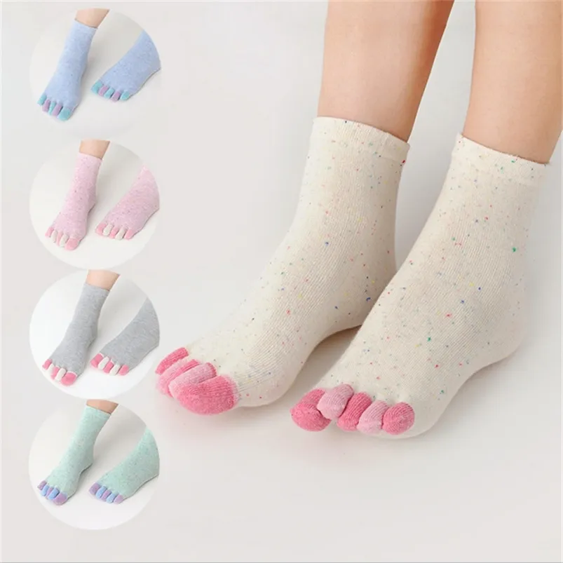 ! women's 5 toe socks 5 pairs/lot lady womens girls five fingers trainer toe cotton socks colorful pilates massage sock 210720