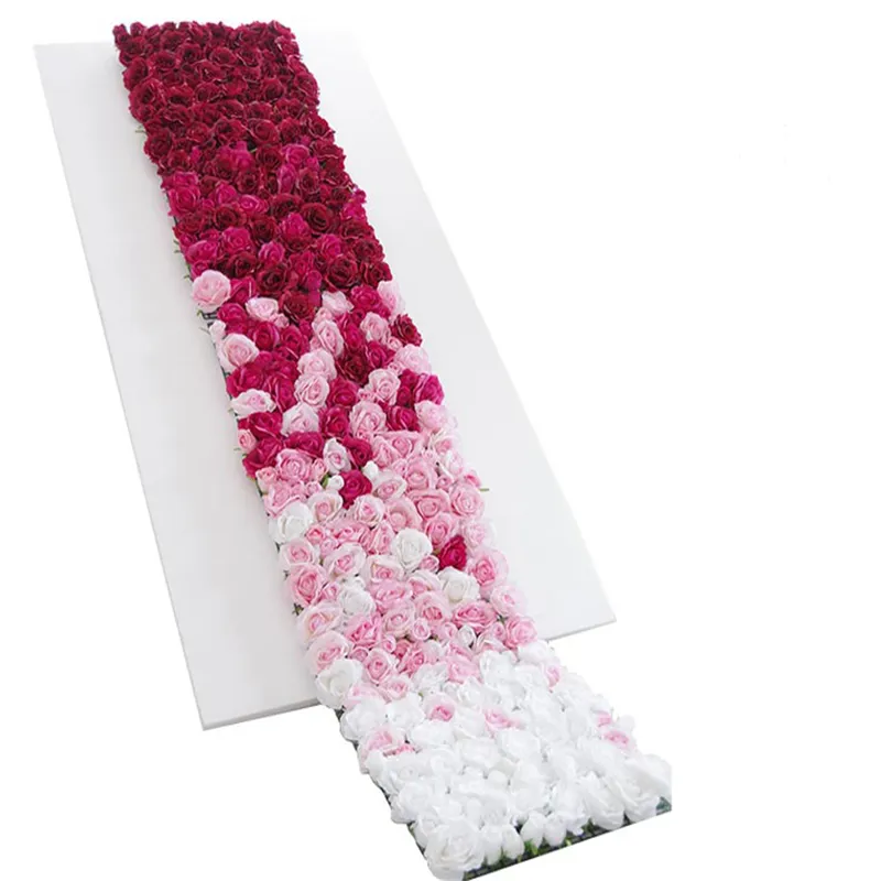 Pannello da parete con fiori di seta artificiale 40X30 cm, fiori rosa, ortensia, decorazione di nozze, sfondo per feste