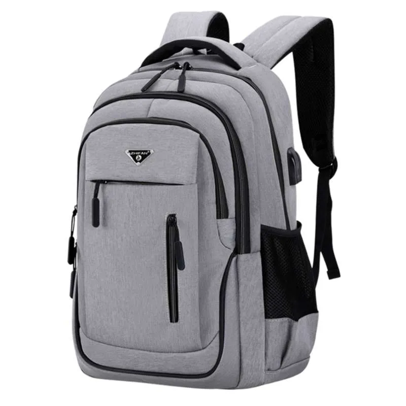 Män USB Laddning Laptop Ryggsäck 15.6INCH Multifunktionell Högskole College Student Backpack Male Travel Business Bag Pack 210929