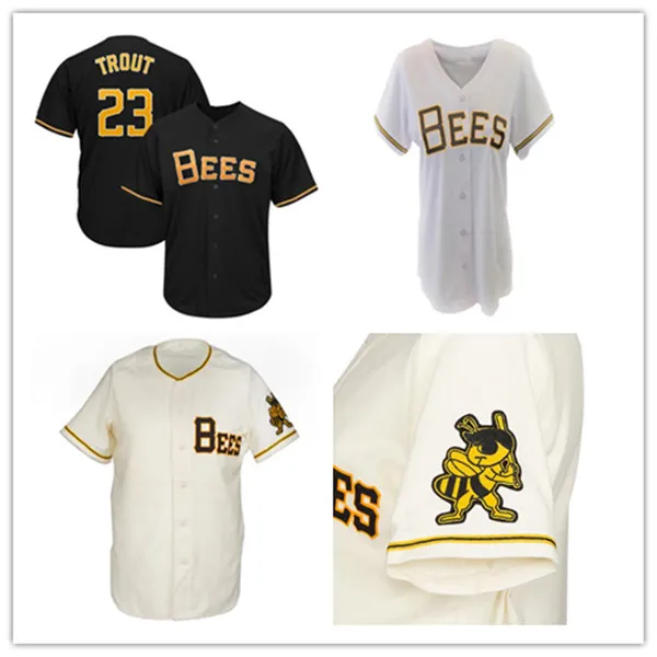 Personnalisé Salt Lake Bees 1959 Baseball Vintage Jersey Cousu N'importe Quel Nom Numéro Homme Femmes Youht Chemises Crème Noir Blanc Taille S-4XL