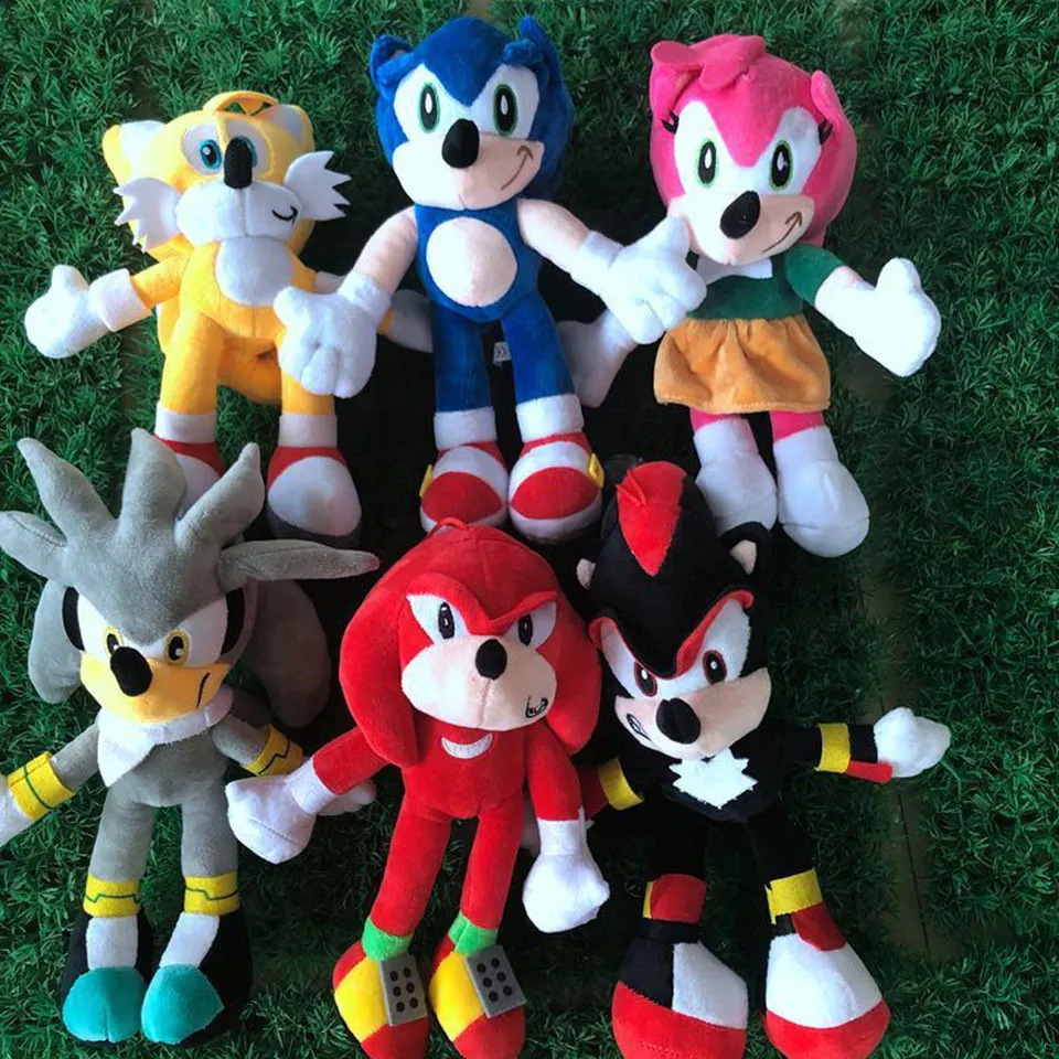 28cm 6 stil anime tema Sonic the Hedgehog Sonic Tails Knuckles Echidna Fyllda djur plysch leksaker gåva