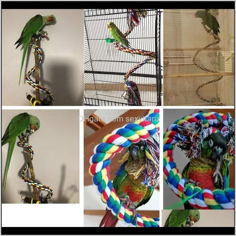 2pcs bird perches parrot cotton rope swing bird cage chewing toys bungee 100cm1