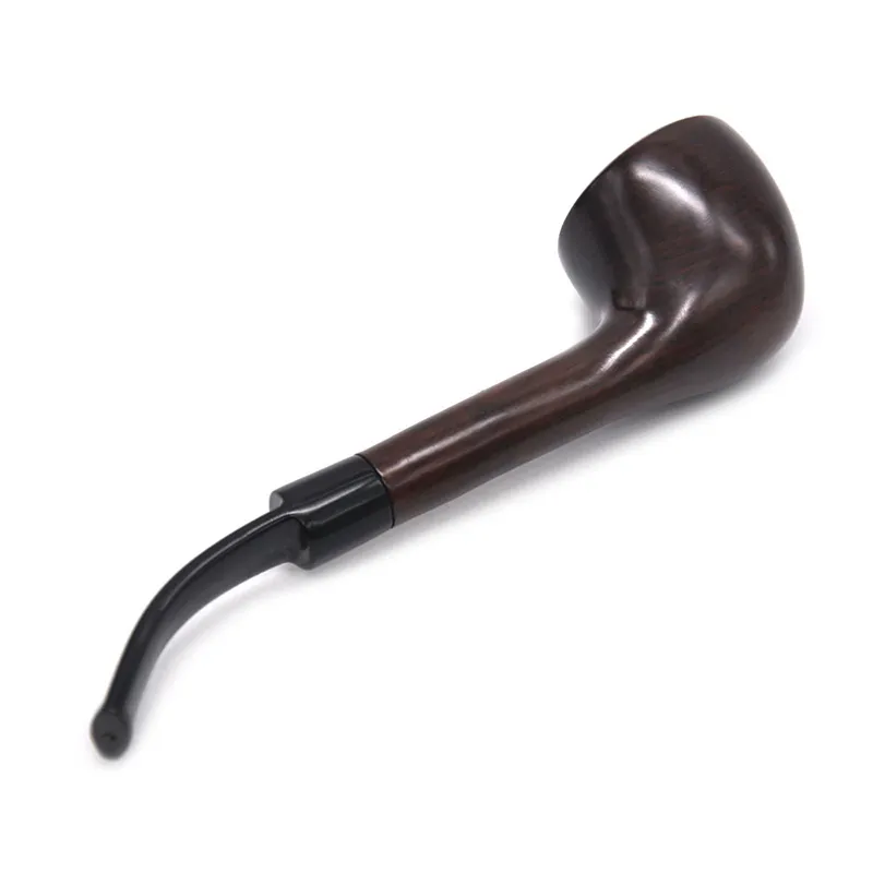 Wooden Pipe Retro Long Rod Curved Plus Ring Briar Detachable Classic Solid Wood Handicraft Gift WH0407