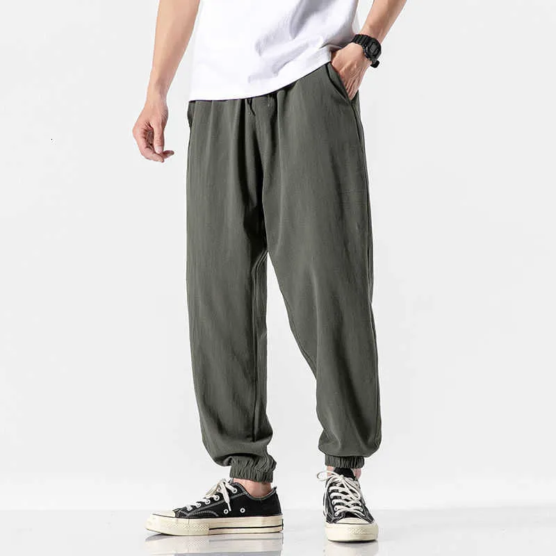 MrGB Cotton Linen Man's Joggers Men Solid Color Casual Harem Pants Baggy Male Solid Color Pants Men Clothing 210616