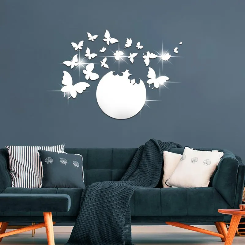 Muurstickers 18 Stks 3D Butterfly Spiegel Sticker Decal Art Verwijderbare Bruiloft Decoratie Kinderkamer Huishoudelijke Accessoires