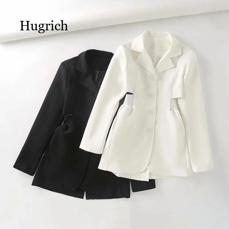 Spring And Autumn Ladies Coat Irregular Hollow Elastic Leaky Waist Suits Women's Clothes Oversized Office & Blazers