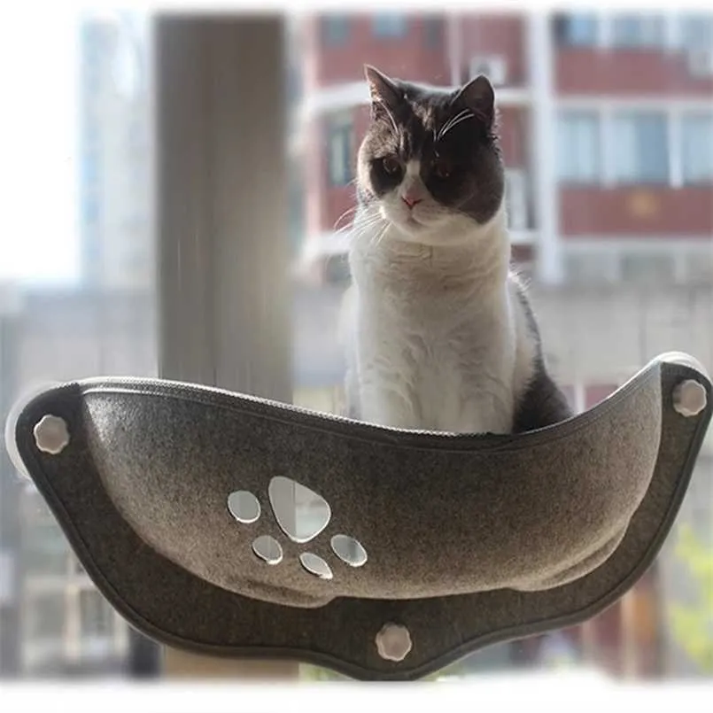 猫の日当たりの良い窓ハンモックベッド強い吸盤ペットラウンジャンガーハンモック猫ハウスシェルフ快適な暖かいフェレットベッド211111