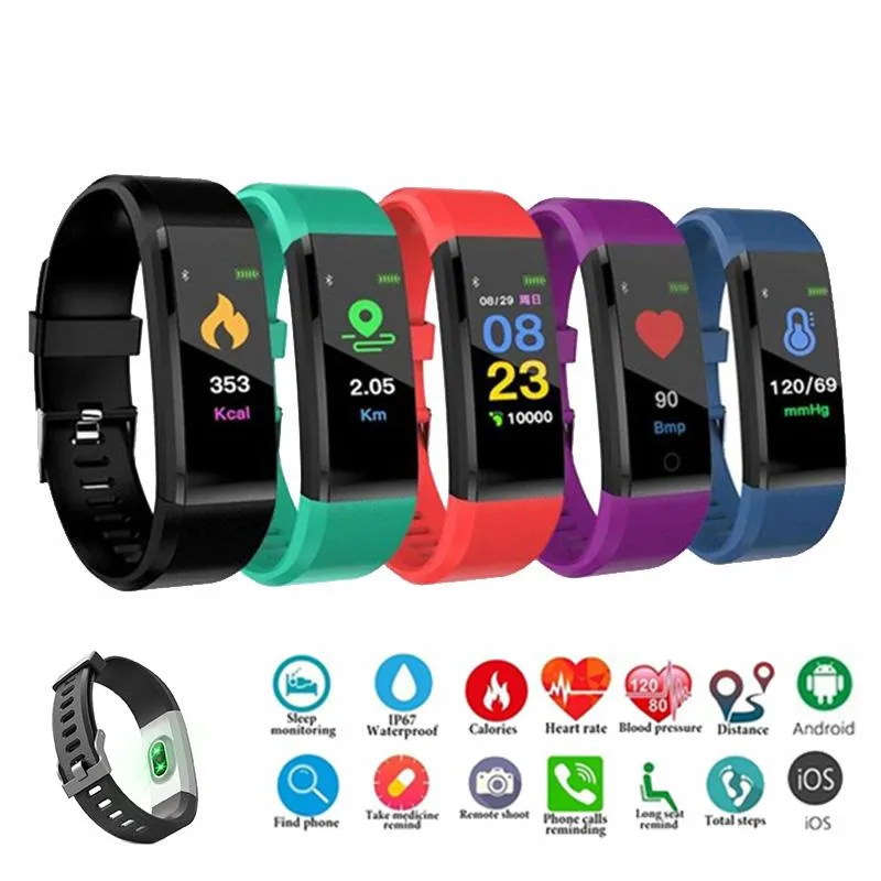 ID 115 Plus Smart Wristband do ekranu Screen Fitness Tracker Krokomierz Zegarek Light Tętno Monitor ciśnienia krwi