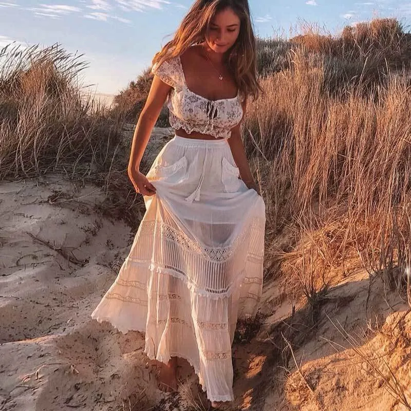 Bohemian Chic White Cotton Beach Sleeveless Blouse With Strappy Lace Panels  Perfect For Summer Beach Cover Up From Dou04, $18.44