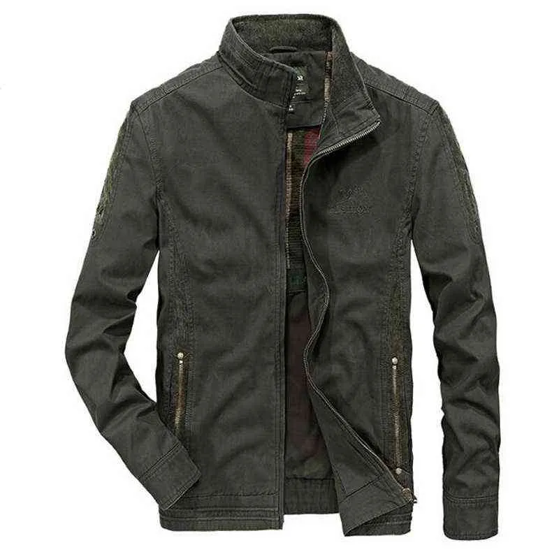 Autumn Jacket Men Casual Military Jackets Stand Collar Pure Cotton Mens Jackets And Coats Plus Size M-4XL chaqueta hombre Y1109