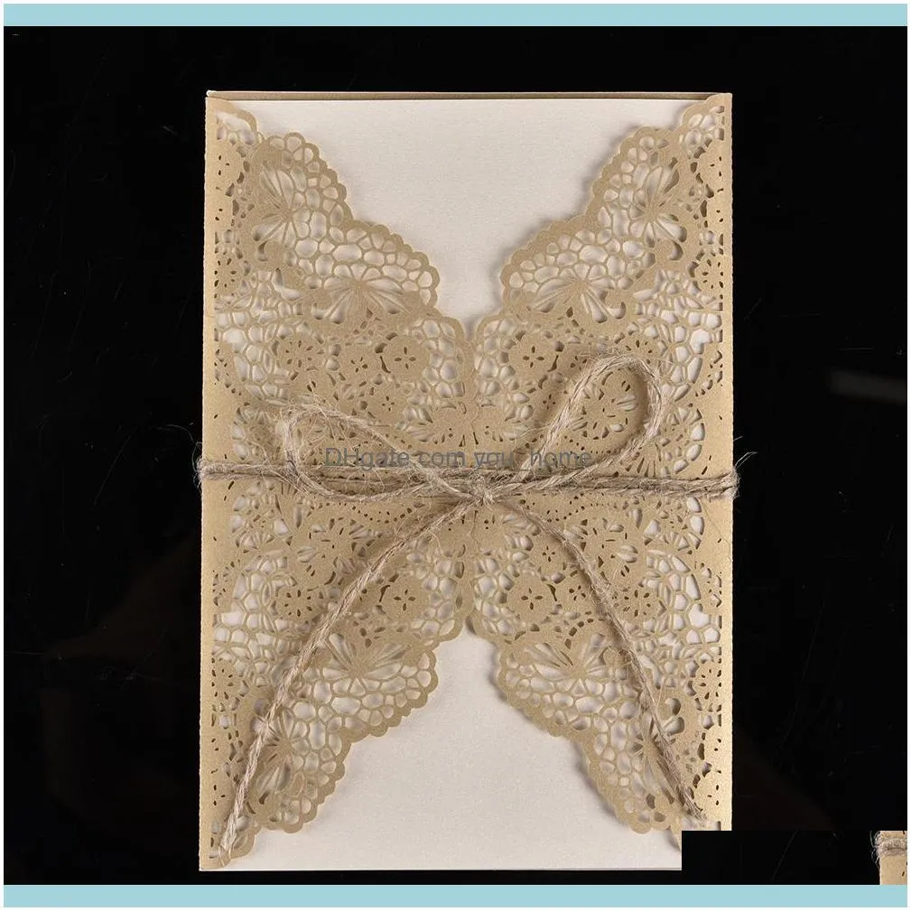 10pcs New Year Wedding Invitations Flower Pattern Laser Cut Lace West  Customize Invitation Cards Send Seal Envelope1