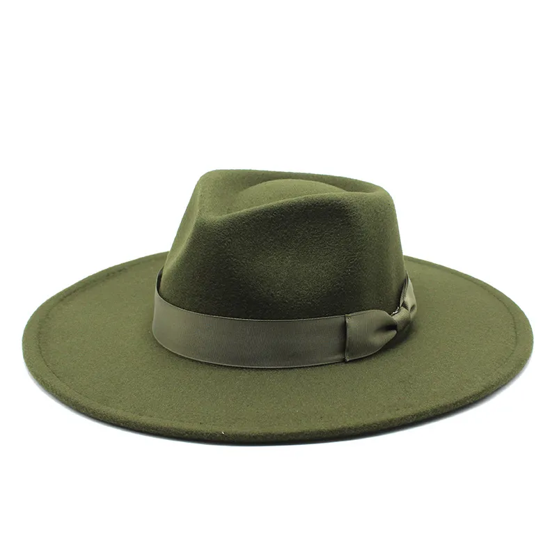 fedora hoed lint band riem brede rand solide ronde top vrouwen klassieke eenvoudige formele jurk kerk witte zwarte winter hoeden