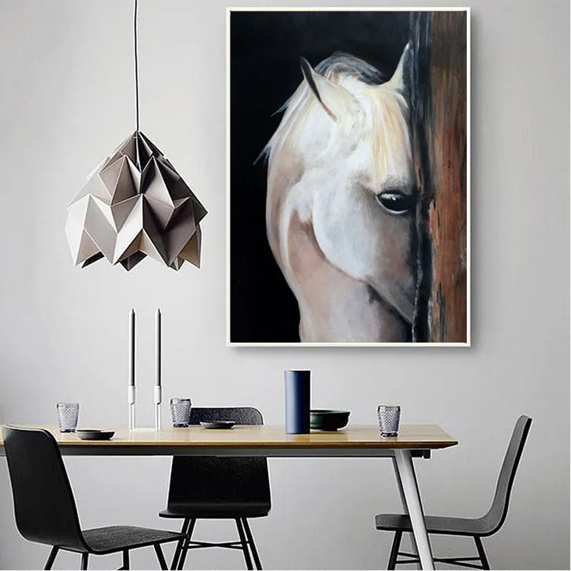 Art Work White Horse - A Wild Animal Galloping Through the Arabian Desert