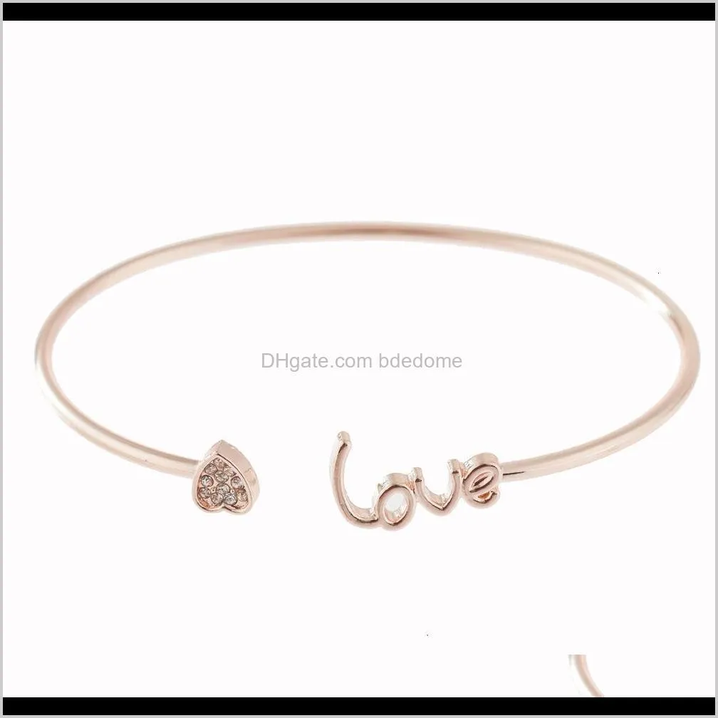 new style full of diamond small love open bracelet women`s jewelrylqqj