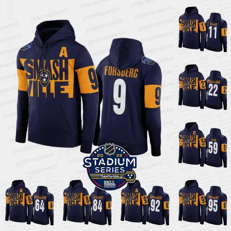 Nashville Predators 2022 Stadium Series Navy Smashville Hoodie Jersey ...