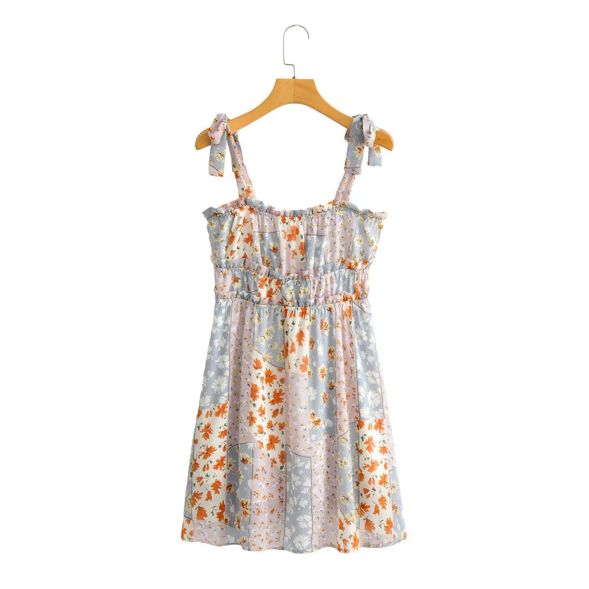 H.sa sukienka muszka pasek plisowany vestidos bez rękawów sexy party szaty lato kwiatowy vestido mini sukienki styl plaży 210417