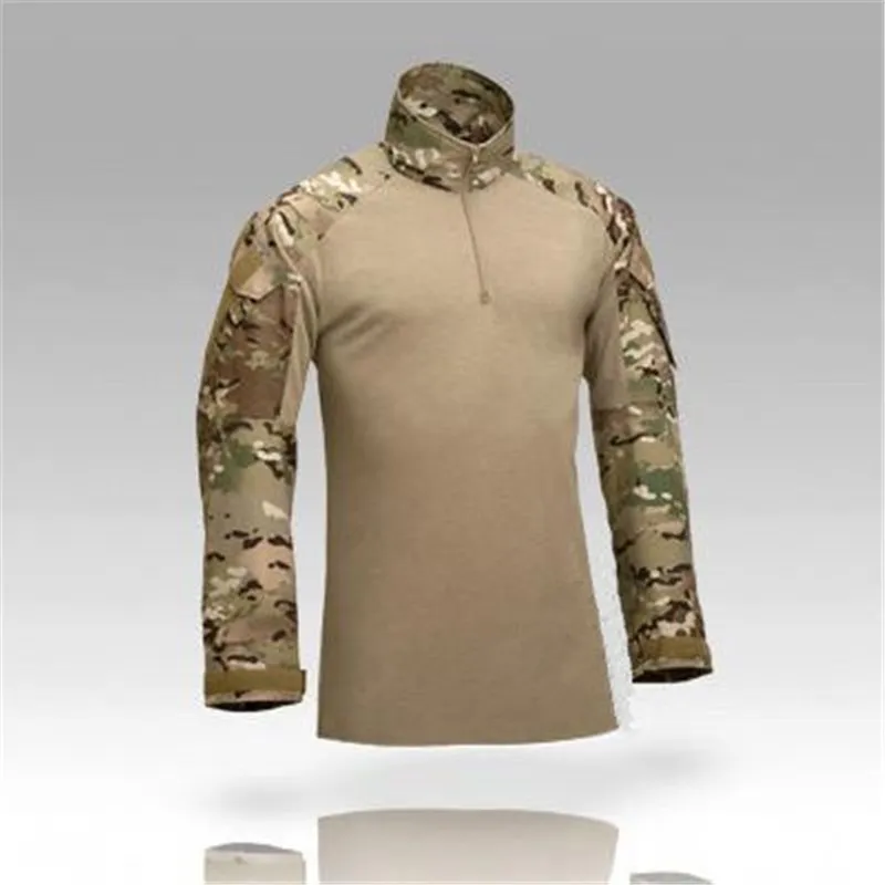 Camuflagem uniforme militar dos EUA EXÉRCITO EXÉRCITO CAMISA CAMISA DE CARGA Multicam Airsoft Paintball Vestuário tático Militar com almofadas de cotovelo 210518