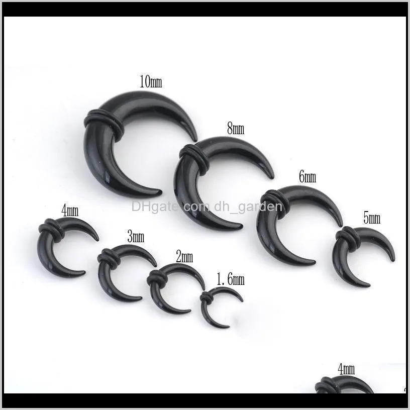 & Tunnels Body Drop Delivery 2021 5Pcs/12Pcs Black Ear Pincher Septum Stretching Kit Acrylic Crescent Stretcher Plugs With O-Rings Jewelry 1D
