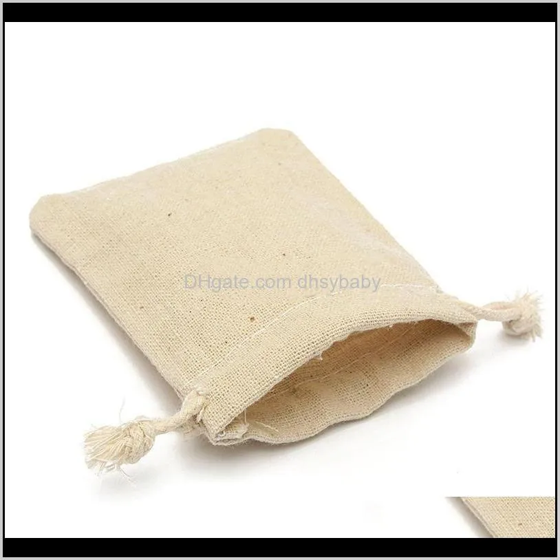 50pcs small bag natural linen pouch drawstring burlap jute sack with drawstring packaging bag jewelry pouches