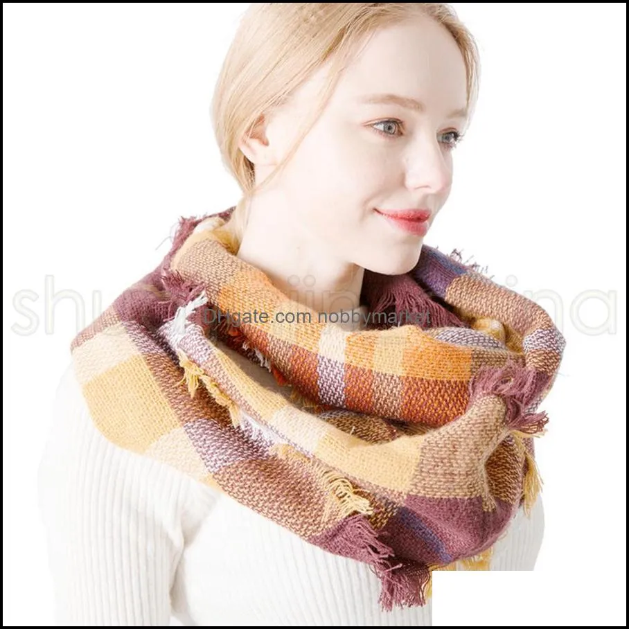 17 Styles Plaids Infinity Scarves Grid Loop Scarf Blankets Women Tartan Oversized Shawl Lattice Wraps Lady Pashmina TTA1414