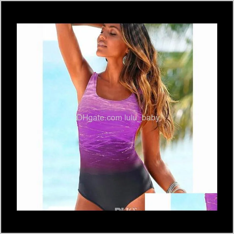 one piece swimsuit women vintage gradient swimwear criss cross back monokini bath suit beach wear maillot de bain