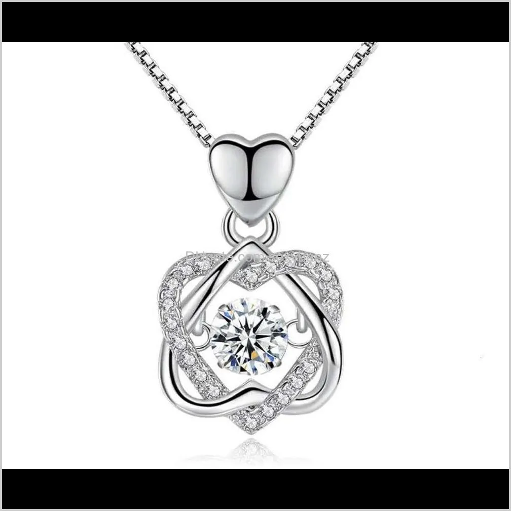 pendant 925 silver necklace six star heart-shaped smart pendant korean version simple fashion collar chain creative versatile