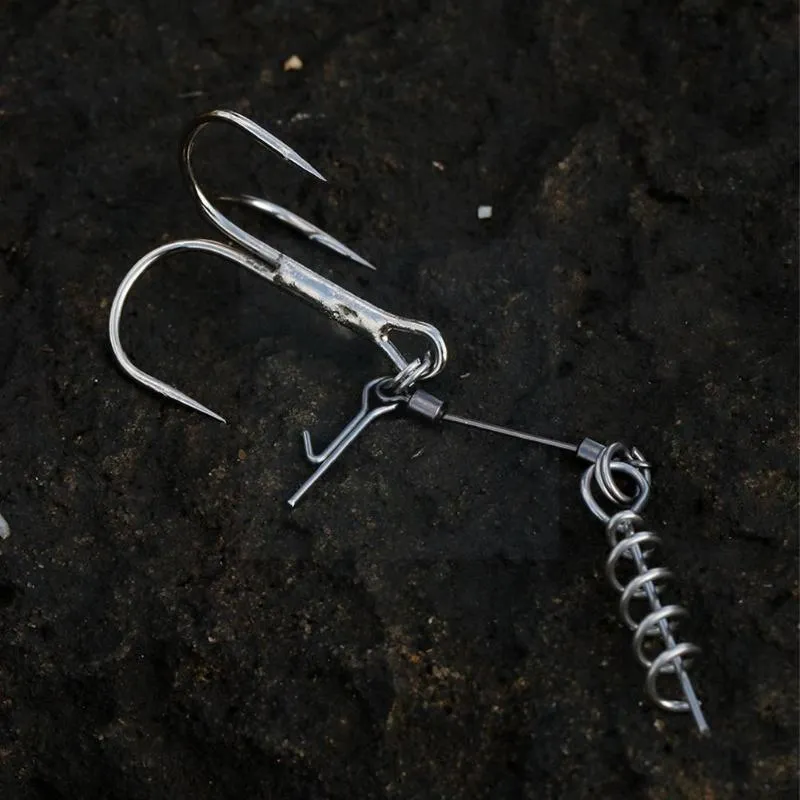 Fishing Hooks Soft Lure Rig Single Hook Double Rigging Treble Tackle Accessories High-carbon Steel Terminal E9w2