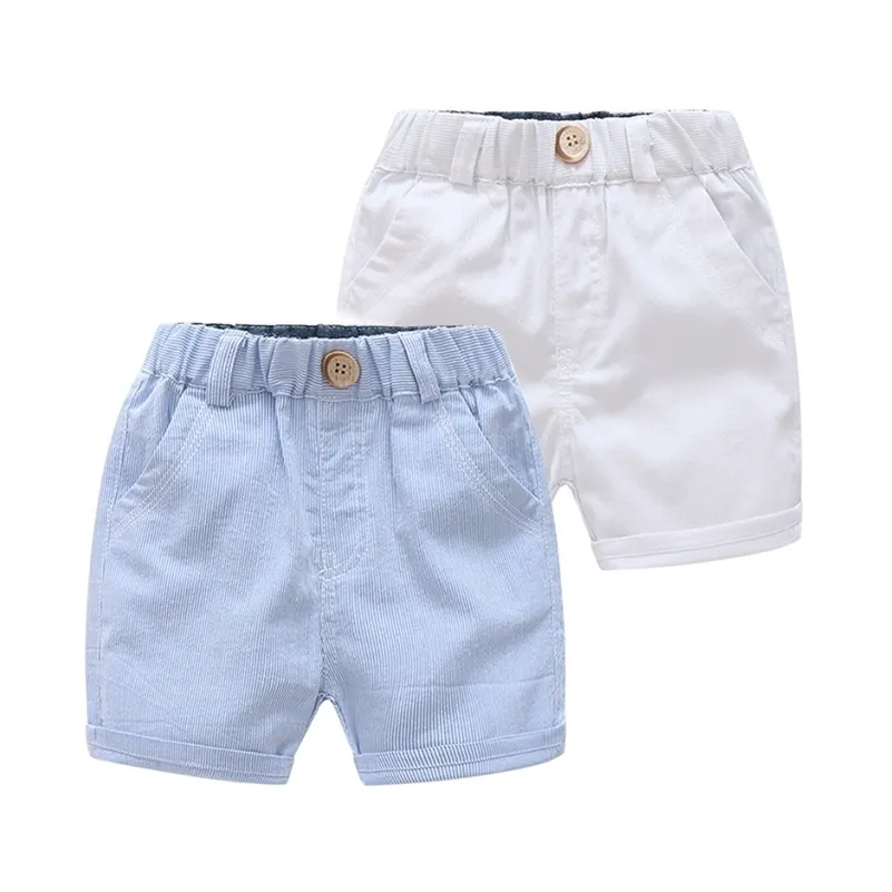 Summer Fashion 2 3 4 6-10 Years 90-140cm Design Cotton Sports Solid Color Handsome Elastic Striped Shorts For Kids Baby Boy 210701