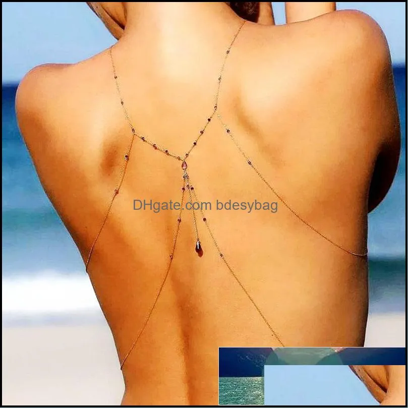 Beautiful Back Sexy Inlaid Zircon Chain Texture Simple Female Body Chain Bikini Beach Chain Nude Chains Sexy Jewelry