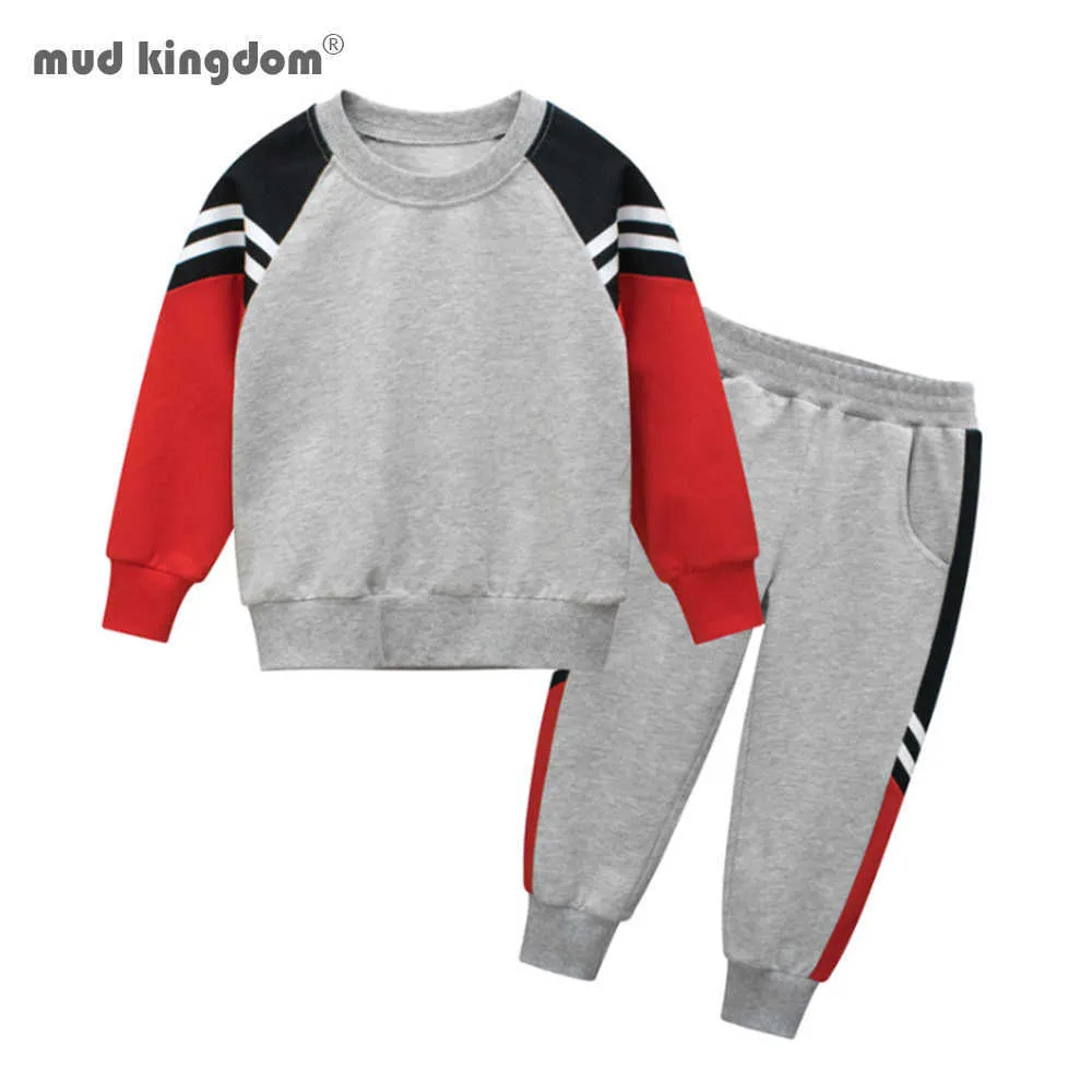 Mudkingdom Boys Sweetpants Set Otoño Manga larga Patchwork Ropa deportiva Trajes Moda Ropa para niños 210615