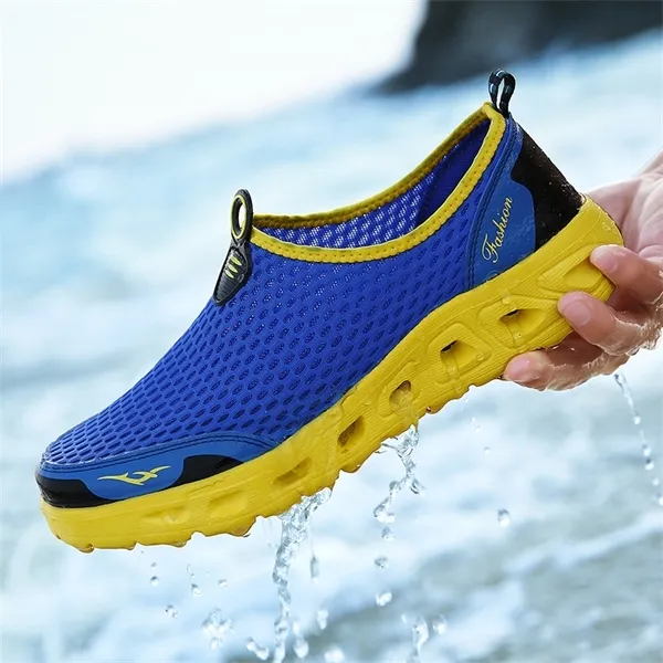 Homens sapatos de água upstream sapatilhas ao ar livre caminhadas pesca aqua praia beira-mar Barefoot esportes ginásio respirável plus size y0717