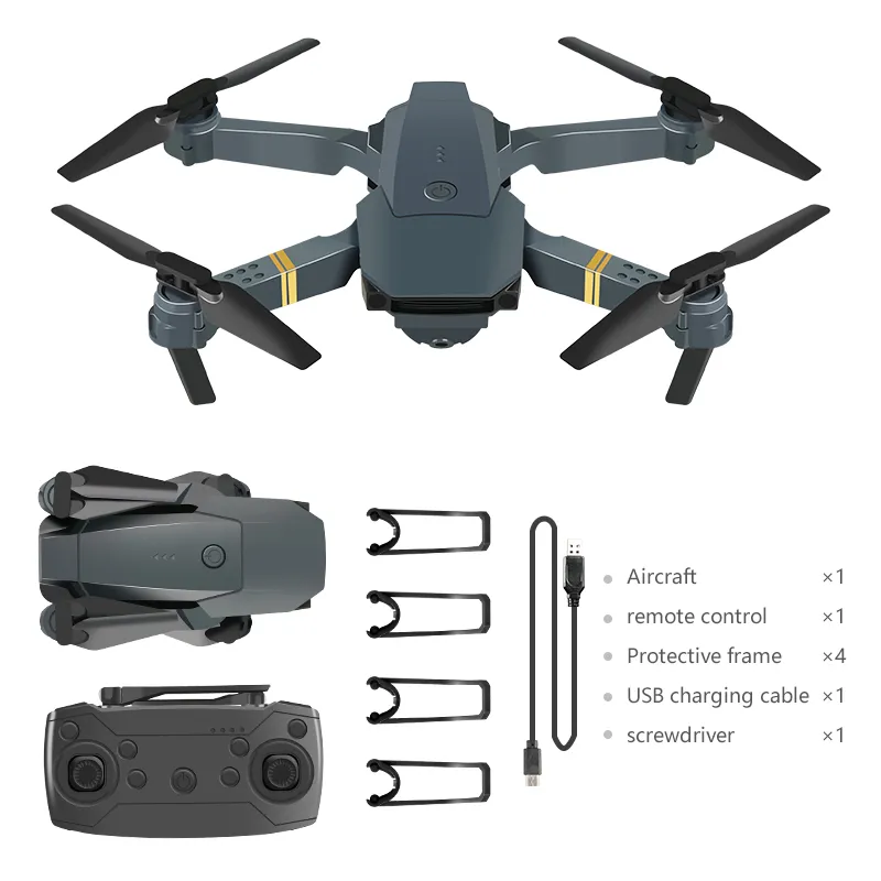 E58 HD 4K Camera Mini Drones WiFi FPV with Wide Angle Hight Hold Foldable Arm RC Quadcopter Headless Mode Toys Dron