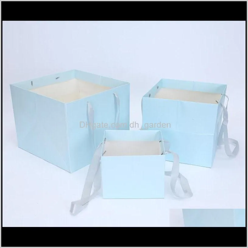 flower paper boxes gift packing bags florist gift packaging box with handhold hug bucket for party sn2058